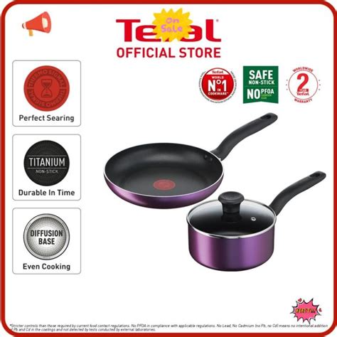 ⭐ready Stock⭐ Tefal Cooking Source 3pcs Set Frypan 24cm Saucepan 18cm Glass Lid 18cm