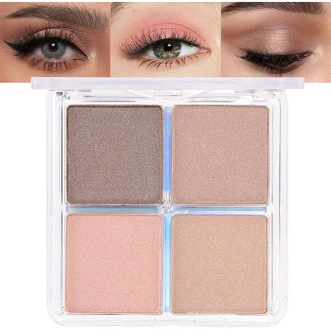 Amazon Evpct Eyeshadow Quad Palette Taupe Bronze Champagne Peach Pink Nude Glitter