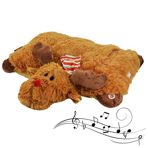 Pet Pillows Xmas Musical Snowman Santa Reindeer Cushion Teddy Novelty