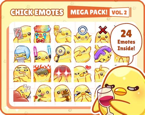 Twitch Emote Cute Chick Mega Pack Emotes Vol Emotes Etsy Canada