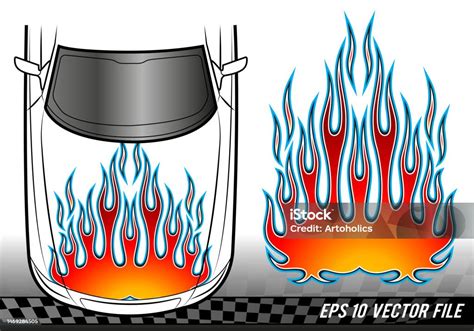 Fire Flames Racing Car Decal Vector Art Graphic Tribal Bonnet Flame ...