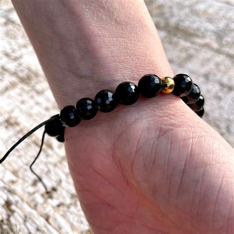 Genuine Handmade Onyx Bead Bracelet Etsy