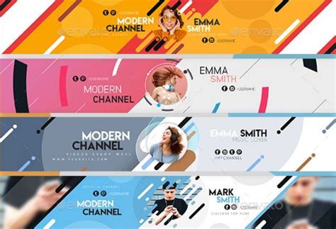 4 Modern Youtube Banner Psd Youtube Banner Design Youtube Banner