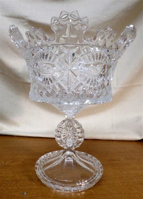 Shannon Crystal By Godinger 10 Crown Compote Pedestal Bowl Royalty