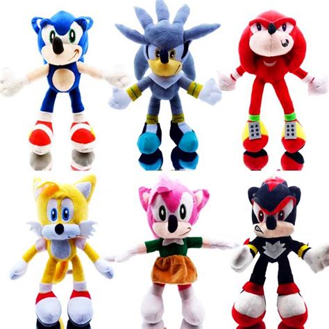 Sonic The Hedgehog Plush Knuckles Silver Tails Stuffed Teddy Bear Soft