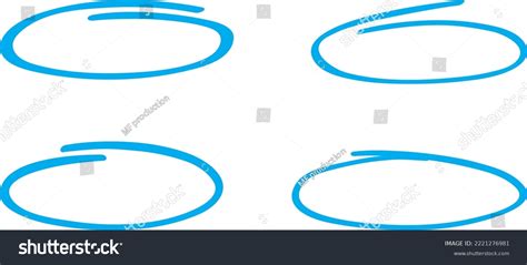 Blue Circle Pen Draw Set Highlight Stock Vector Royalty Free