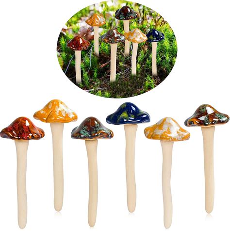 ENVEL Bunte Gartenpilze Fairy Garden Pilz Keramik 4 Farbe 6 Stücke