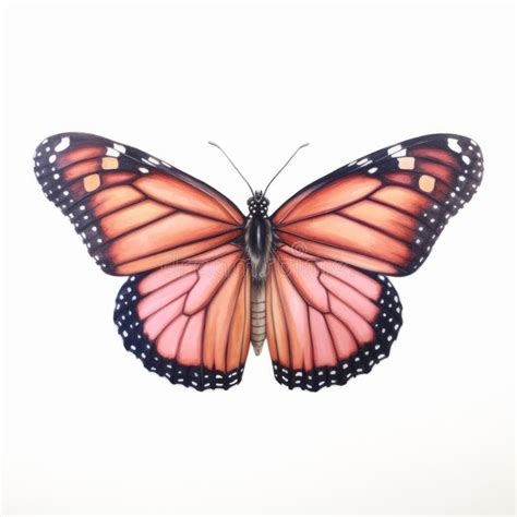 Pintura De Acuarela De Realismo Alitas De Mariposa Monarca Detalladas