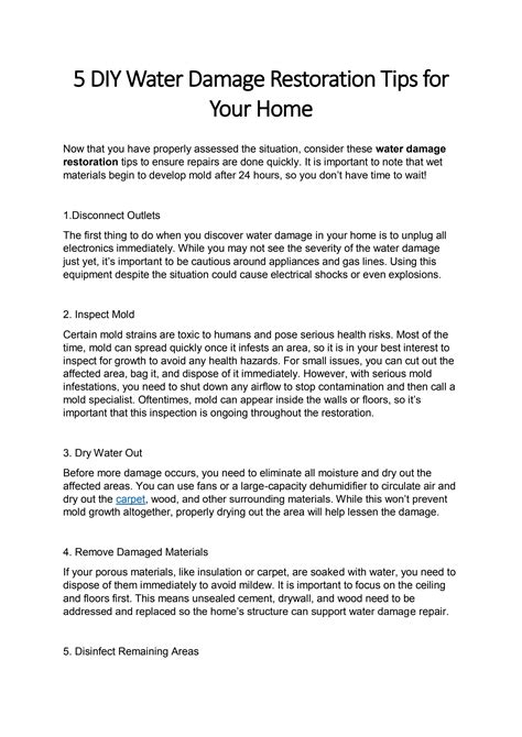 5 DIY Water Damage Restoration Tips for Your Home by floodsydney - Issuu