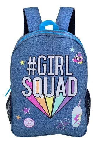 Mochila Escolar De Al As Jeans Girl Squad Patches Juvenil Mercadolivre