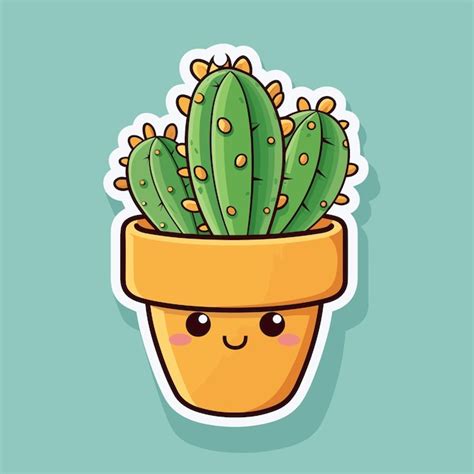 Premium Vector Cartoon Cactus In Pot