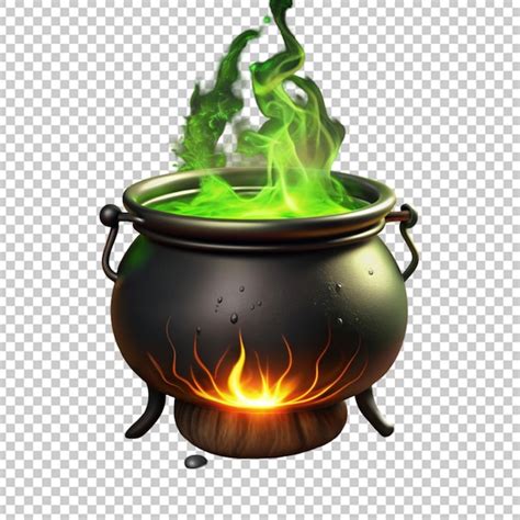 Premium Psd Black Witch Cauldron On Campfire