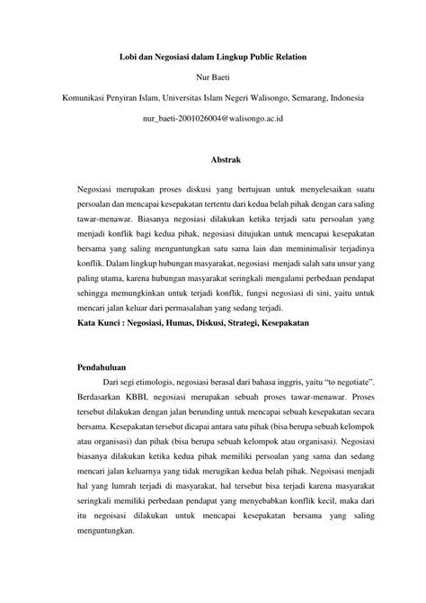 PDF Lobi Dan Negosiasi Dalam Lingkup Public Relation