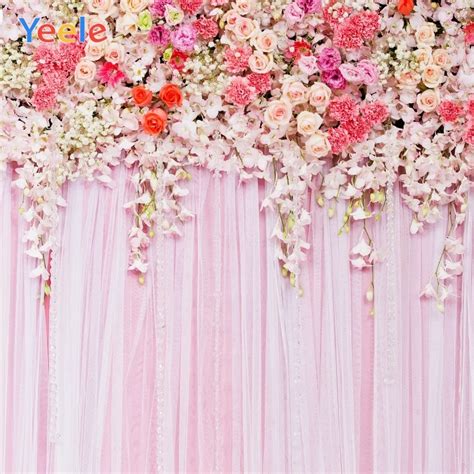 Yeele Weddding Photocall Pink Roses Curtain Decors Photography