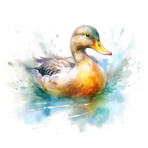 Premium AI Image | Watercolor painting of duck