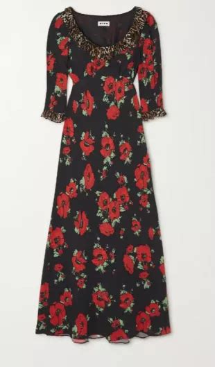 Rixo Juliette Ruffled Printed Crepe Midi Dress