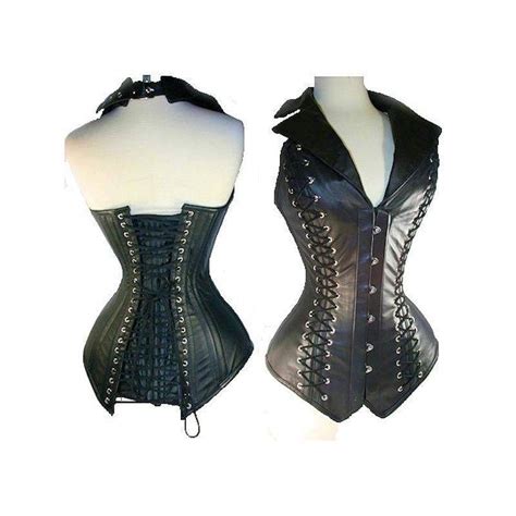 Steel Boned Black Corset Leather Vest 62 00