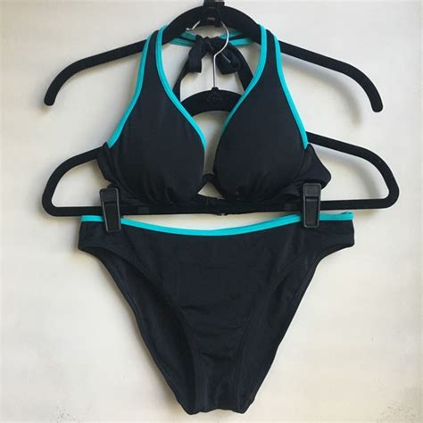 Victoria S Secret Swim Victoria Secret Black Underwire Halter Bikini Set Poshmark