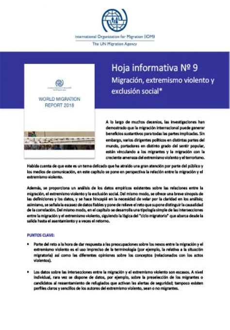 World Migration Report 2018 Hoja Informativa No 9 Iom Plataforma