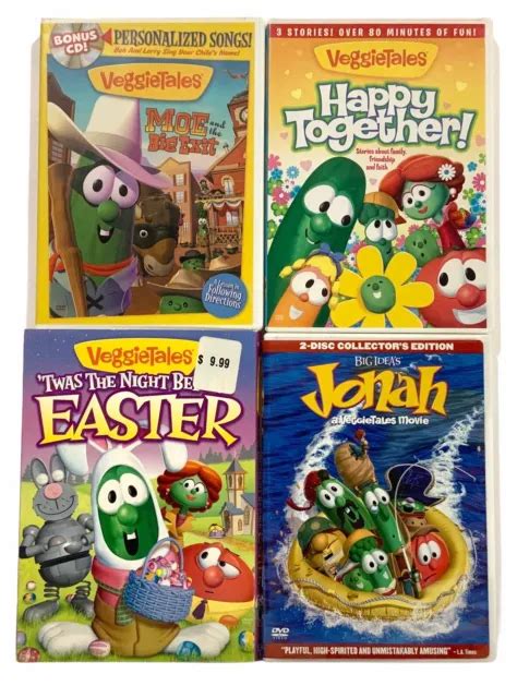 4-VEGGIETALES DVD’S: MOE And The Big Exit, Happy Together, Jonah (Movie) £13.36 - PicClick UK