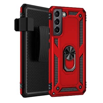 Saharacase Military Kickstand Series Case For Samsung Galaxy S22 Red