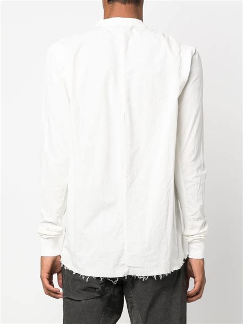 Thom Krom Band Collar Long Sleeve Shirt In White Modesens