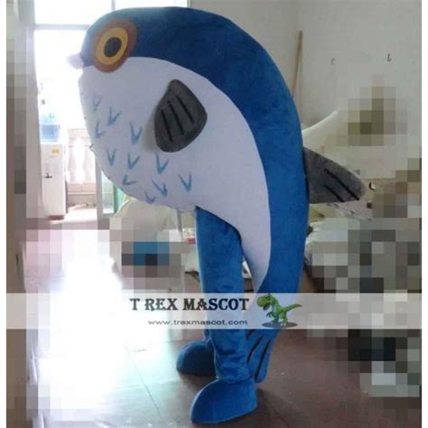 Blue Puffer Fish Mascot Costume Puffer Fish Mascot For Adults