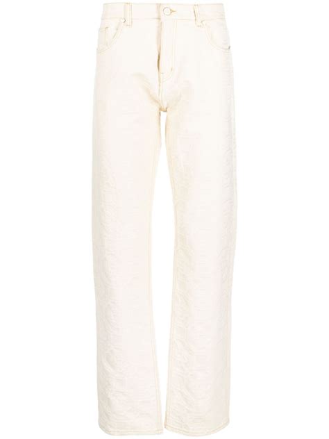 Casablanca Monogram Jacquard Straight Leg Jeans Neutrals Farfetch