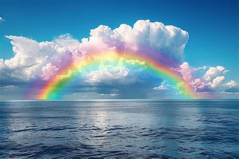 premium photo rainbow   ocean   rainbow   sky