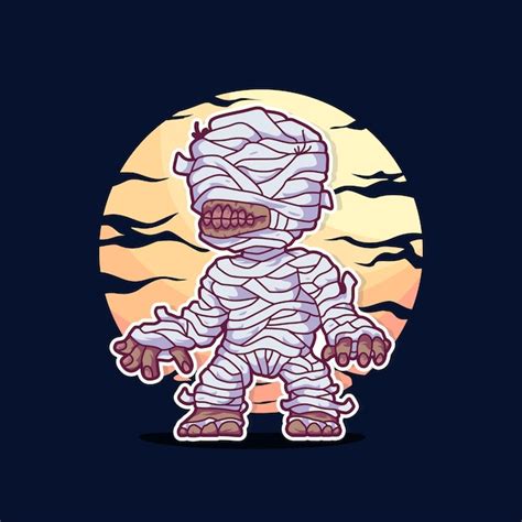 Premium Vector Detailed Hand Draw Halloween Mummy Character