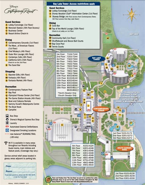 Disney S Contemporary Resort Map Wdwinfo