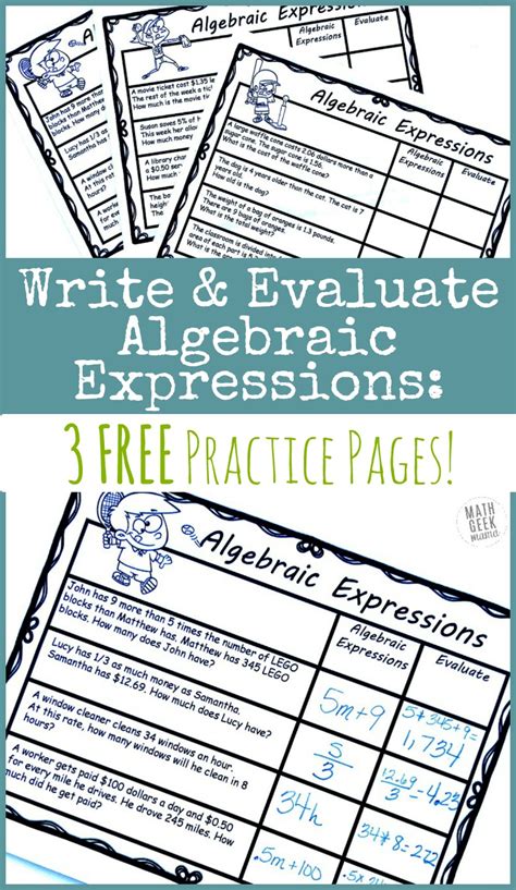 Writing Algebraic Expressions Worksheet Pro Worksheet