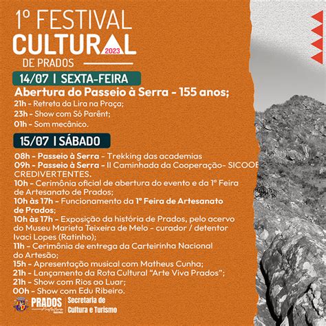 1º Festival Cultural de Prados evento inédito da Prefeitura vai