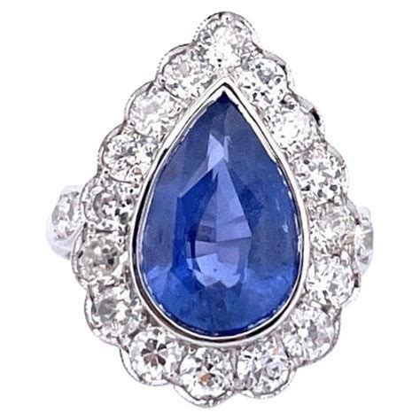 Carat Ceylon Blue Sapphire And Diamond Art Deco Style Ring In K