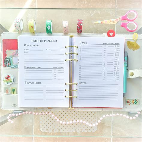 A Project Planner Printable Pdf Filofax A Inserts X Etsy