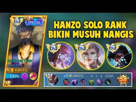 Hanzo Solo Rank Musuh Auto Rata Build Top 1 Global Hanzo Mobile