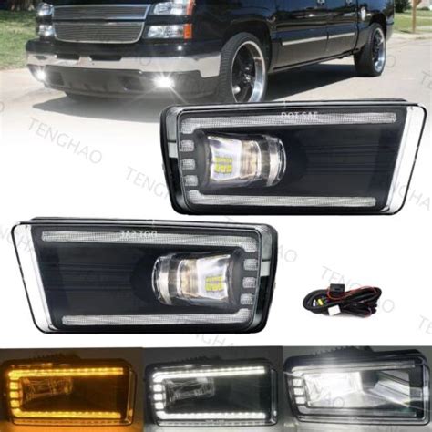 LED Fog Lights Lamps DRL For 2007 2014 Chevy Silverado Avalanche