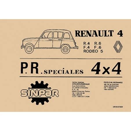 Catalogue De Pieces Sinpar R 4 De Renault