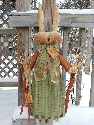 Antique Primitives Spring Carrots Easter Bunny Rabbit Doll Decoration