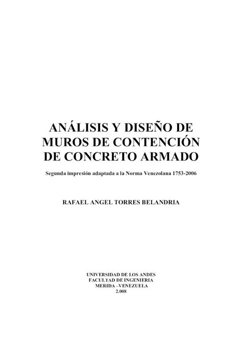 Pdf Muros De Contenci N Rt Rafael Angel Torres Belandria