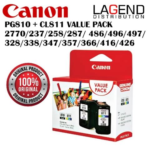 Original Canon Pg 810 Cl 811 Value Pack Combo Ink Cartridge Pg810