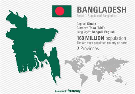 Vector Illustration Of Bangladeshs Location And World Map 109499