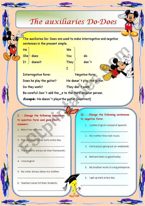 Do Does Exercises ESL Worksheet By Vlay