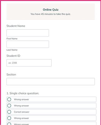 Mini Math Quiz Form Template | JotForm