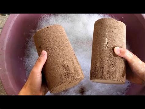 Asmr Super Soft Grainy Cylinder Crumbling In Foamy Water Dry Floor