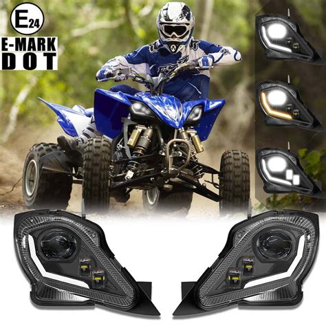 Dot Led Headlight For Yamaha Atv Raptor 700 Yfz 450 450r 2006 22 With Hi Lo Beam Ebay