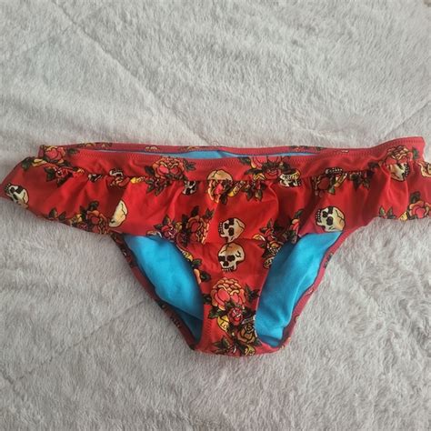 Swim Ed Hardy Skull Tattoo Style Bikini Bathing Suit Bottoms Poshmark