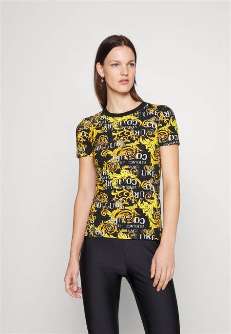 Versace Jeans Couture Logo Printtipaita Black Gold Musta Zalando Fi