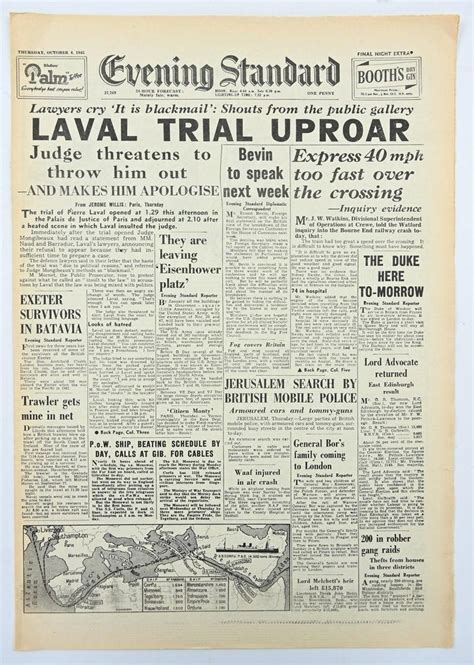 Worldwarcollectibles British Ww2 Newspaper Evening Standard