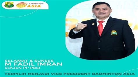 Fadil Imran Terpilih Jadi Wakil Presiden Badminton Asia Periode 2023